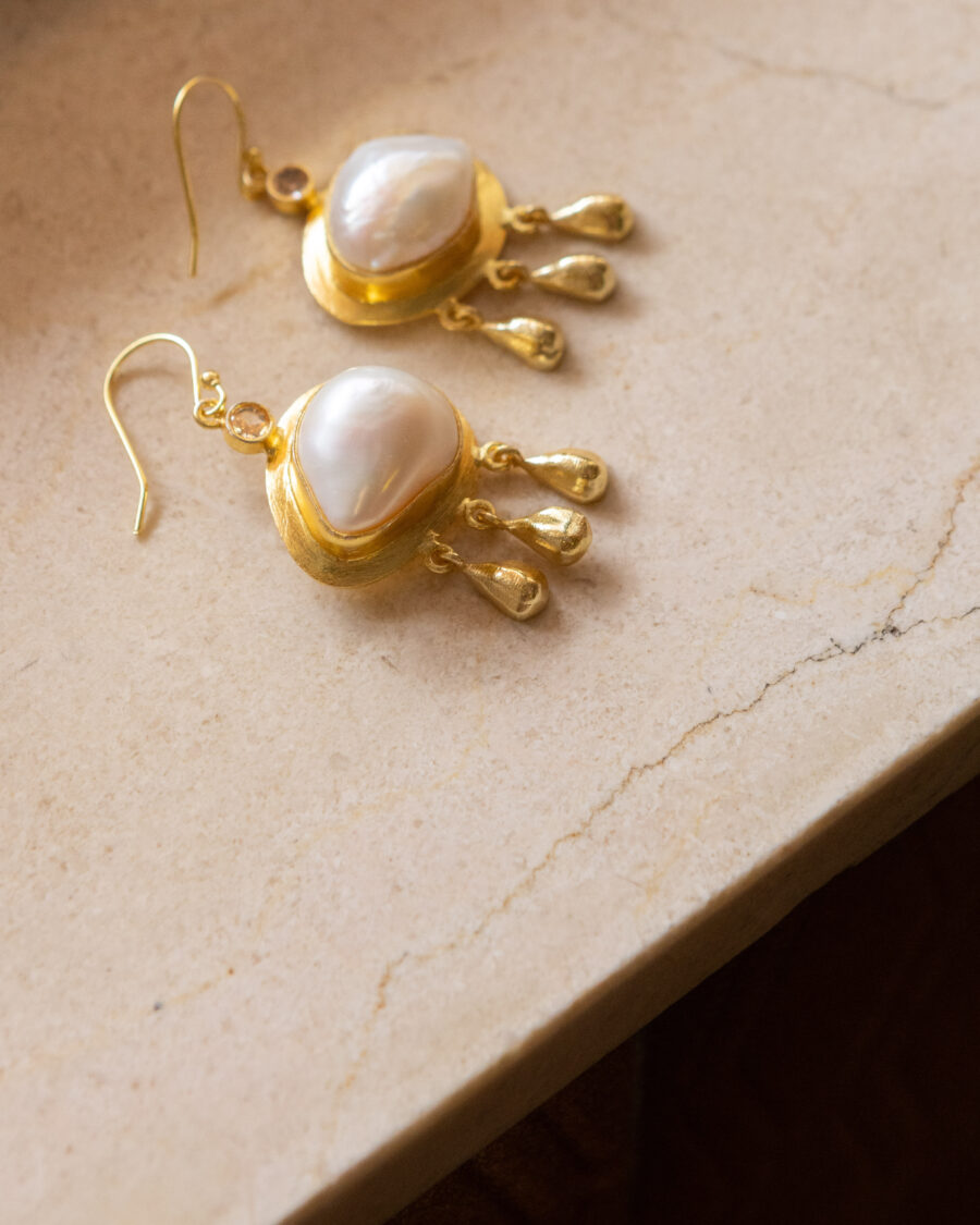Pendientes de plata chapados en oro 